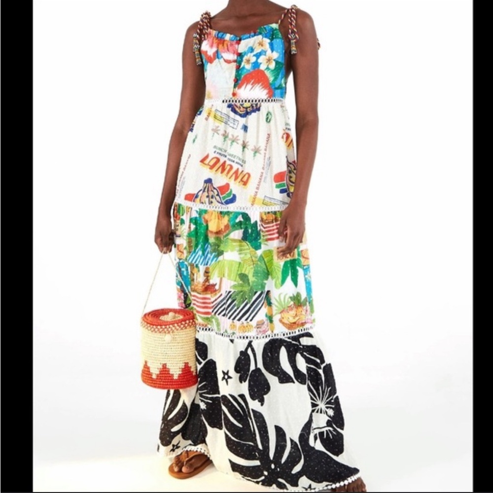 Farm rio Colorful Tropical Print Maxi Dress